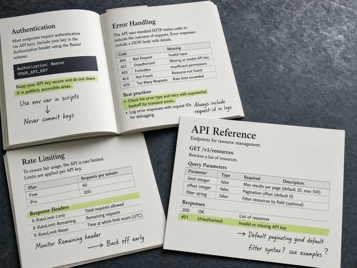 Annotated developer documentation and API reference pages